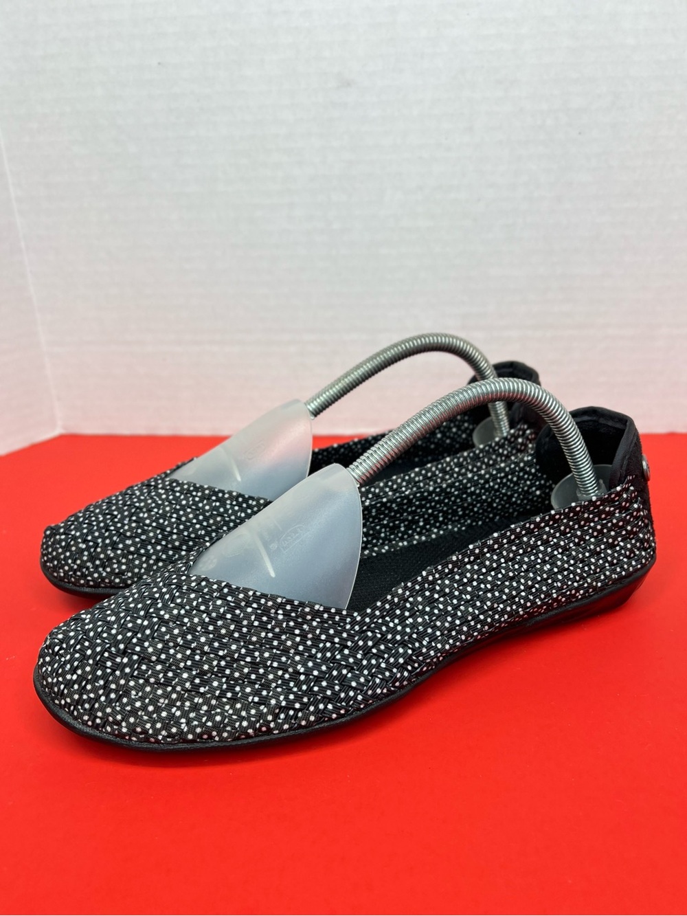 Bernie Mev Catwalk Womens 42EU Black White Polka Dot Woven Shoes Ballet Flats